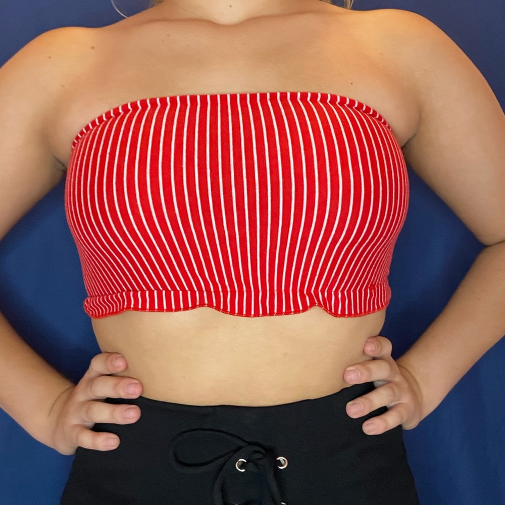 Red/white stripped tube top